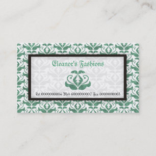 Elegant green damask fashion business cards