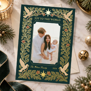 Elegant Green Dove Christmas Family Photo