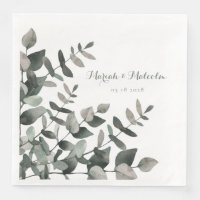Elegant Green Eucalyptus Bouquet Wedding Paper Din