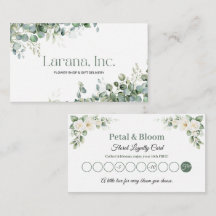 Elegant Green Eucalyptus Flower Shop Loyalty Card
