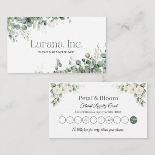 Elegant Green Eucalyptus Flower Shop Loyalty Card