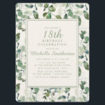 Elegant Green Eucalyptus Leaves 18th Birthday Invitation<br><div class="desc">Elegant and stylish green eucalyptus leaves on cream-coloured 18th birthday party invitation for women.</div>