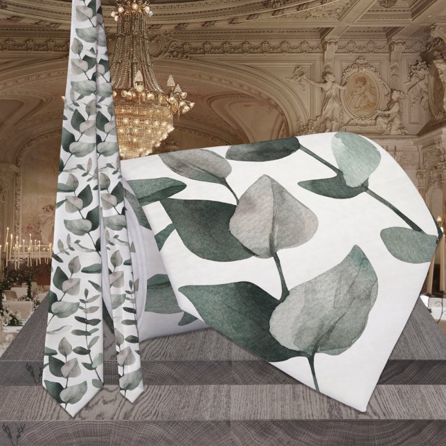 Elegant Green Eucalyptus Wedding Tie (Creator Uploaded)