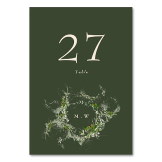 Elegant Green Eucalyptus Wreath Monogram Wedding Table Number