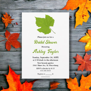 Elegant Green Fall Leaves Autumn Bridal Shower Invitation