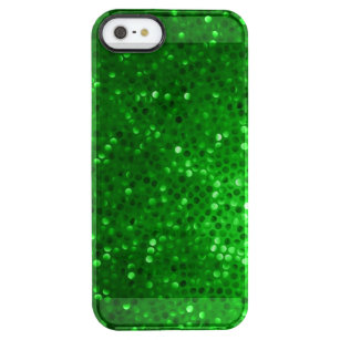Elegant Green Faux Glitter & Sparkles Clear iPhone SE/5/5s Case