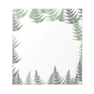 Elegant Green Fern Floral Pattern Notepad