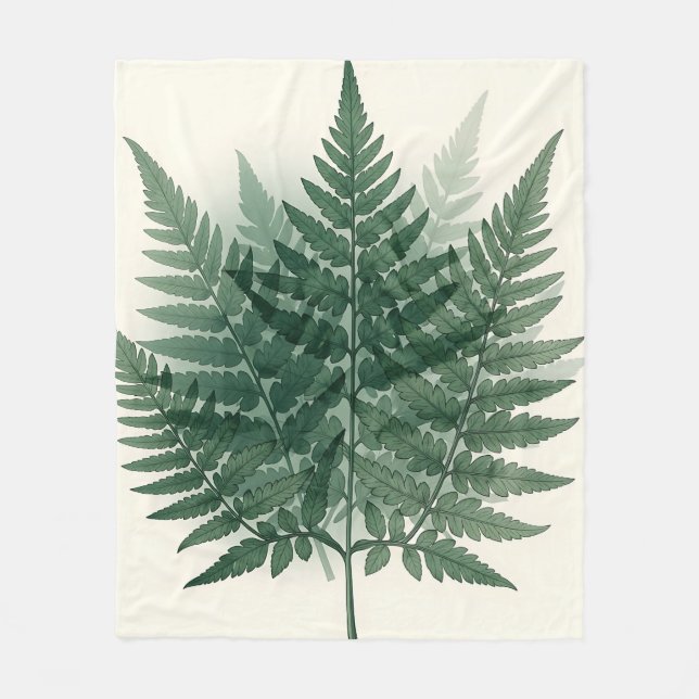 Elegant Green Fern Fronds Botanical  Fleece Blanket (Front)