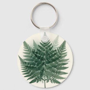 Elegant Green Fern Fronds Botanical Key Ring
