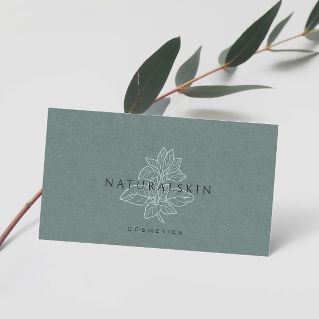 Elegant Green Floral Beauty Logo  Business Card (Creator Uploaded)