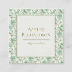 Elegant Green Floral Business Card