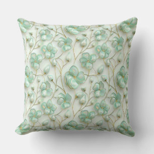 Elegant Green Floral Cushion