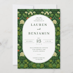 Elegant Green Floral Garden Invitation