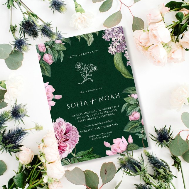 Elegant Green Floral Garden Wedding Invitation (Creator Uploaded)