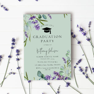 Elegant Green Floral Graduation Party Invitation