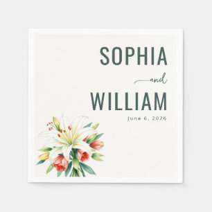 Elegant Green Floral Napkin