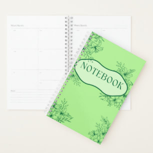 Elegant Green Floral Notebook Cover Planner