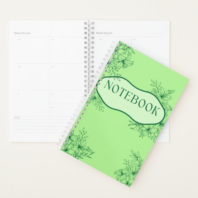 Elegant Green Floral Notebook Cover Planner (Display)