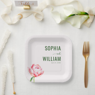 Elegant Green Floral Paper Plate
