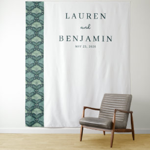 Elegant Green Floral Pattern Tapestry