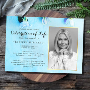 Elegant Green Floral Photo Celebration of life Invitation