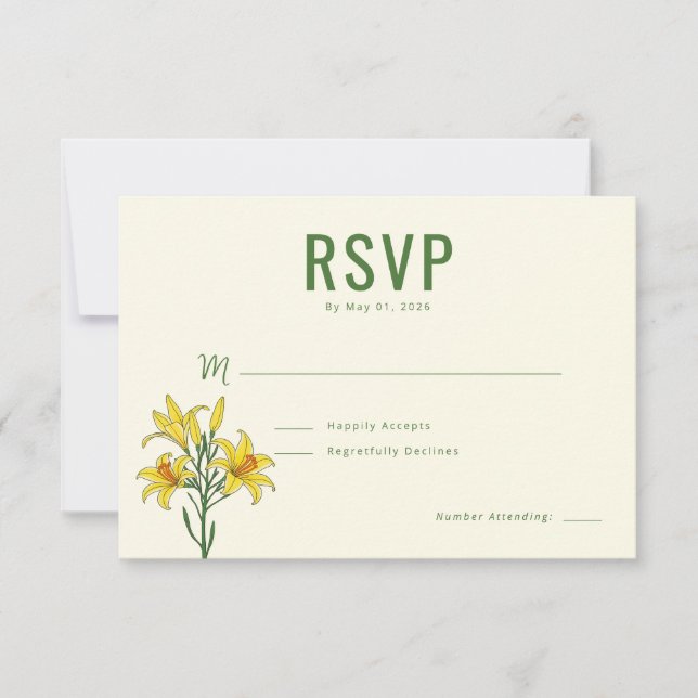 Elegant Green Floral RSVP Card (Front)