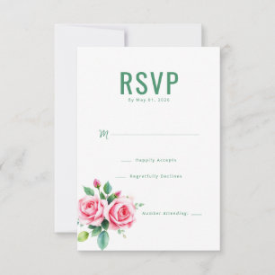 Elegant Green Floral RSVP Card