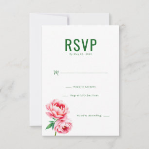 Elegant Green Floral RSVP Card