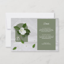 Elegant Green Floral Wedding Details Card
