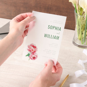 Elegant Green Floral Wedding Invitation