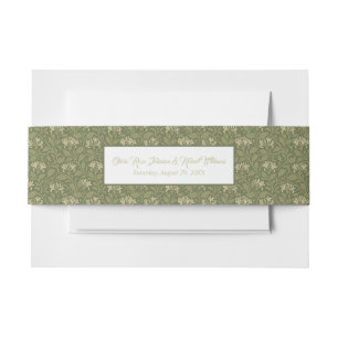 Elegant Green Floral Wedding Invitation Belly Band