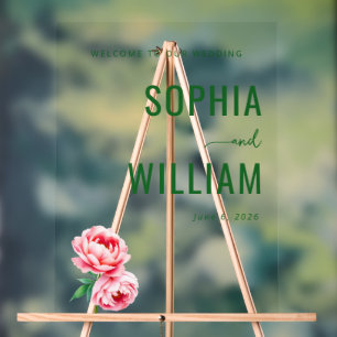 Elegant Green Floral Wedding Sign