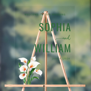 Elegant Green Floral Wedding Sign