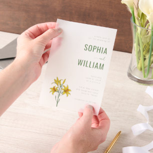 Elegant Green Floral Wedding Vellum Invitations