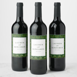 Elegant Green Floral Wine Label