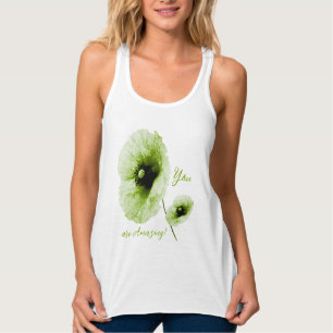 Elegant Green Floral Women's Tank Top