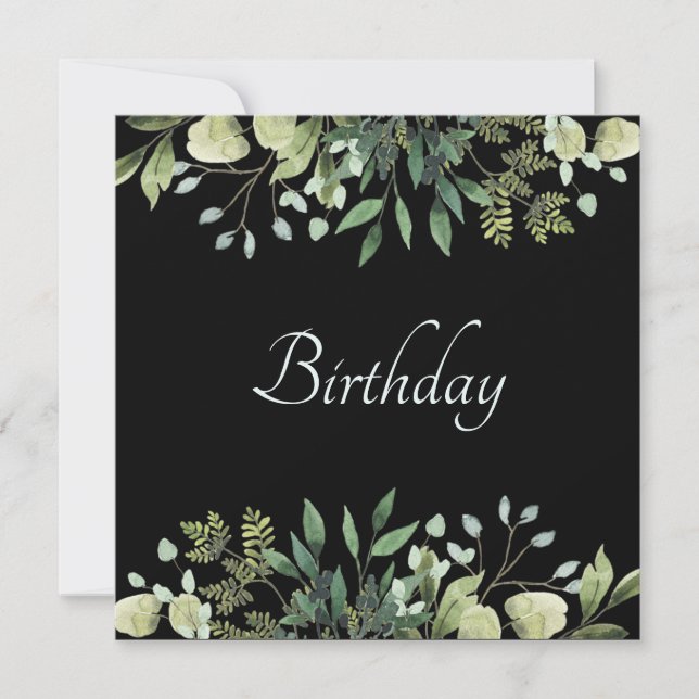 Elegant green flowers Birthday party Invitation (Front)