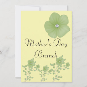 Elegant Green Flowers With Diamonds Invitation