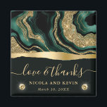 Elegant Green Foil and Gold Glitter Agate Wedding Magnet<br><div class="desc">Elegant vivid green foil and gold glitter liquid agate design with diamonds</div>