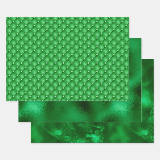 Elegant Green Foil Wrapping Paper Sheet (Set)