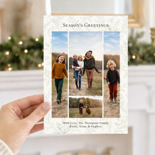 Elegant Green Foliage Christmas Photo Collage Card