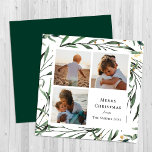 Elegant Green Foliage Gold Confetti Watercolor Holiday Card<br><div class="desc">Elegant Green Foliage Gold Confetti Watercolor Floral Minimalist Holiday Card. Send holiday warm wishes and greetings to your loved ones with this minimalist and modern holiday card. A beautiful frame of soft green painted watercolor leaves, surrounded by gold confetti flakes in front. The middle features a three of your favourite...</div>