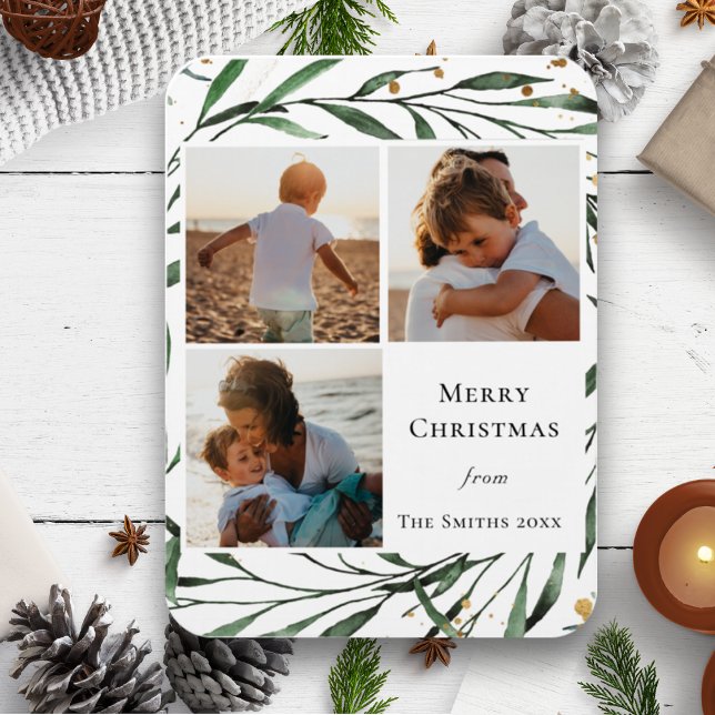 Elegant Green Foliage Gold Confetti Watercolor Magnet (Creator Uploaded)