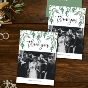 Elegant Green Foliage Thank You Card