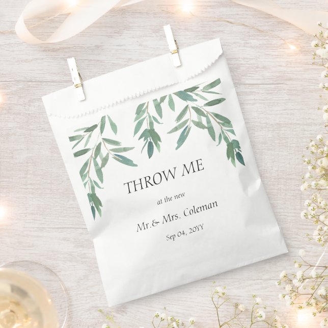 Elegant Green Foliage Throw me  Favour Bags (Clipped)