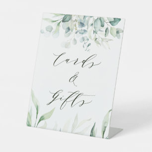 Elegant Green Foliage Wedding Cards & Gifts Pedestal Sign