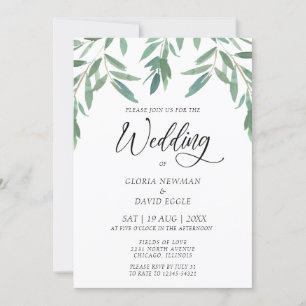 Elegant Green Foliage Wedding Invitation