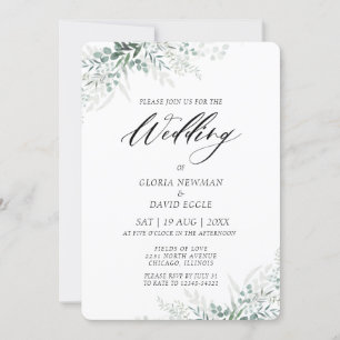 Elegant Green Foliage Wedding Invitation