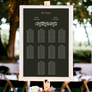 Elegant Green Foliage Wedding Seating Plan Poster