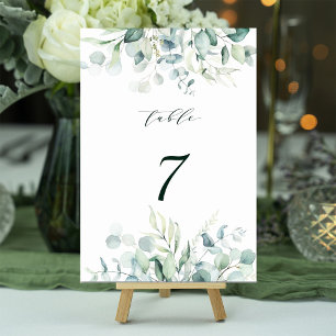 Elegant Green Foliage Wedding Table Number
